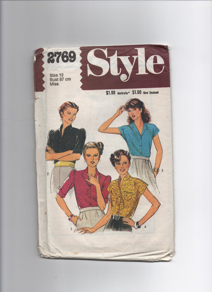 Style 2769 vintage 1979 blouse pattern Bust 34 inches