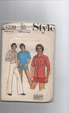 Style 4228 vintage 1970s men's shirt, shorts and trousers pattern