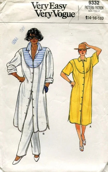 Vintage 1980s Vogue 9332 dress and pants pattern Bust 31.5, 32.5, 34 inches. Wounded bargain.
