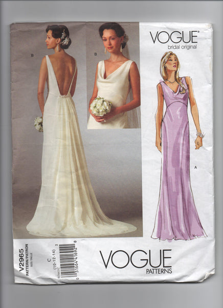 Vogue v2965 Vogue bridal original wedding dress pattern Bust 32 1/2, 34, 36 inches