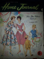 Australian home journal January 1959 with three sewing pattern, unused, factory folded. Two dresses and a boy's suit