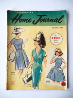 Australian home journal November 1963 with three sewing patterns, unused, factory folded two dresses and a girl's dress
