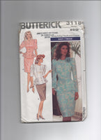 Butterick 3118 Vintage 1980s skirt and peplum top sewing pattern