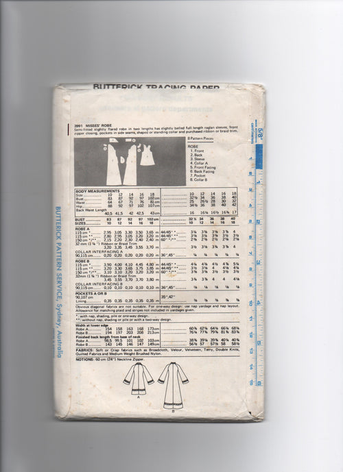 Butterick 3991 vintage 1970s kaftan robe pattern