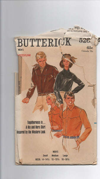 Butterick 5266 vintage 1960s men's Western shirt pattern