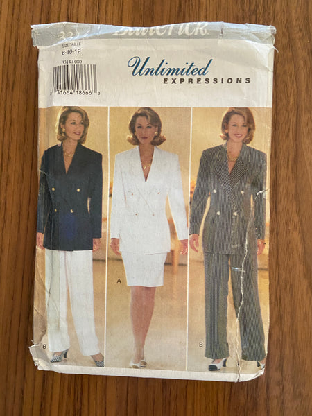 Butterick33142 vintage 1990s unlimited expressions jacket, pants and skirt sewing pattern