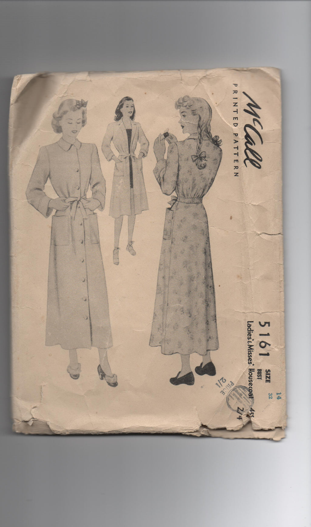 McCall 5161 vintage 1940s housecoat sewing pattern