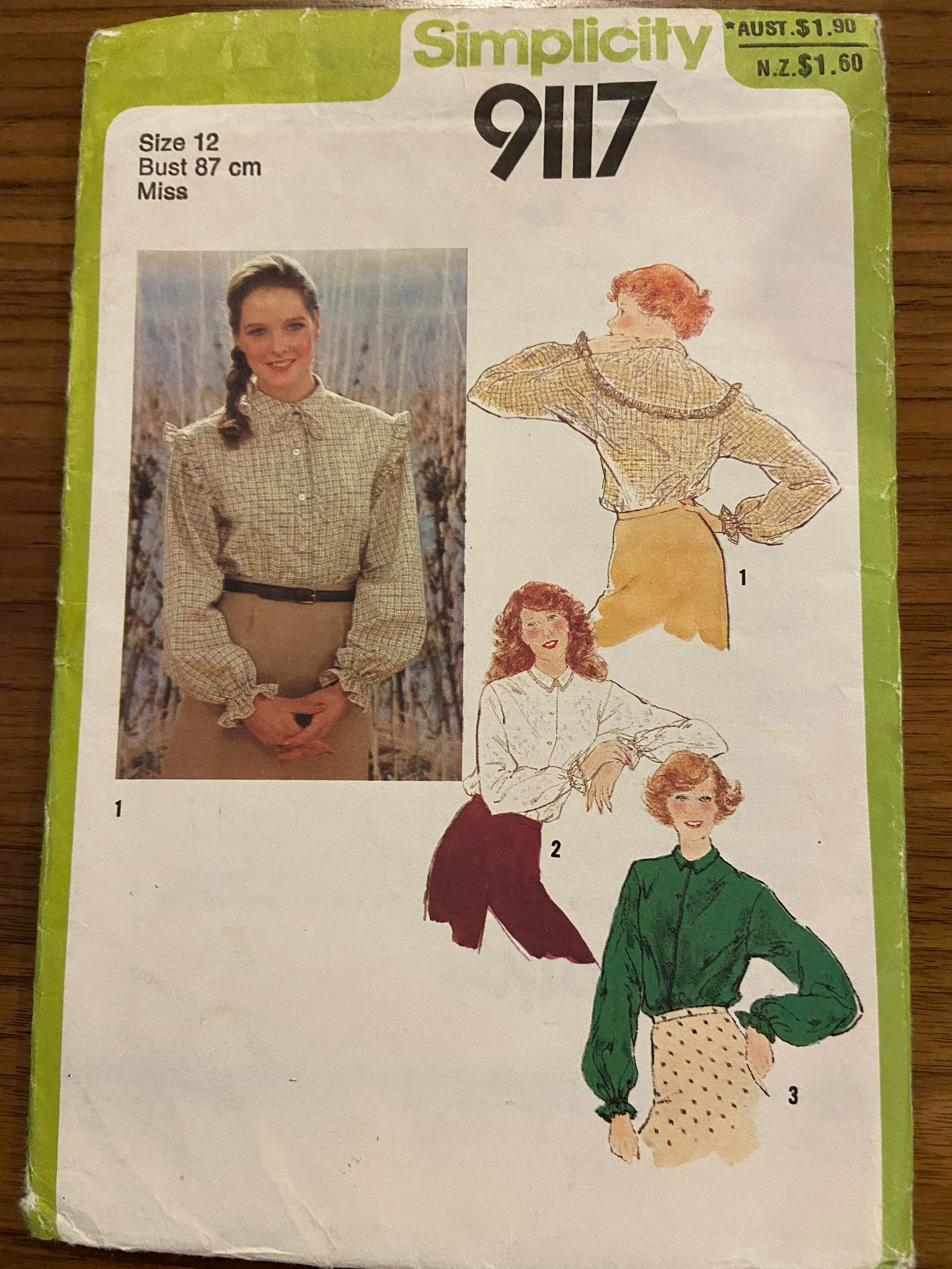 Simplicity 9117 vintage 1970s blouse pattern