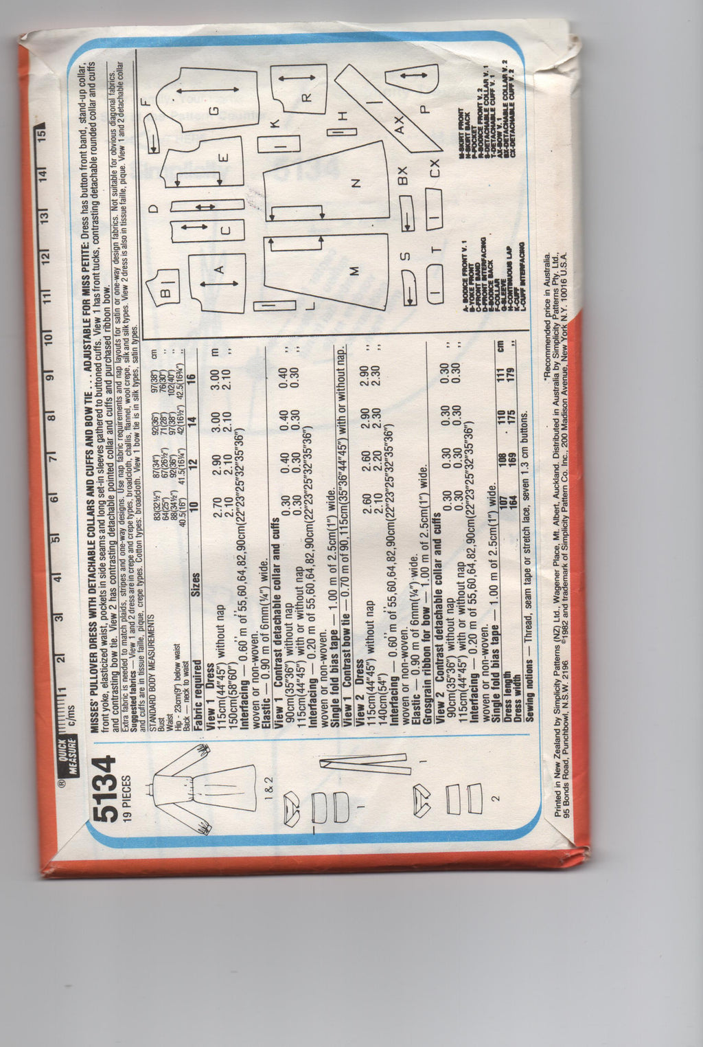 Simplicity 5134 vintage 1980s dress sewing pattern