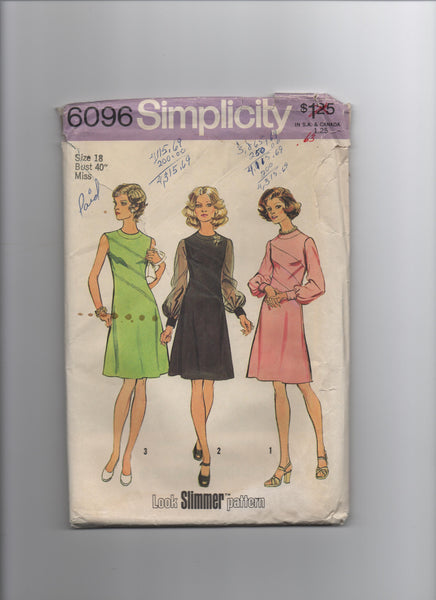 Simplicity 6096 vintage 1970s dress pattern