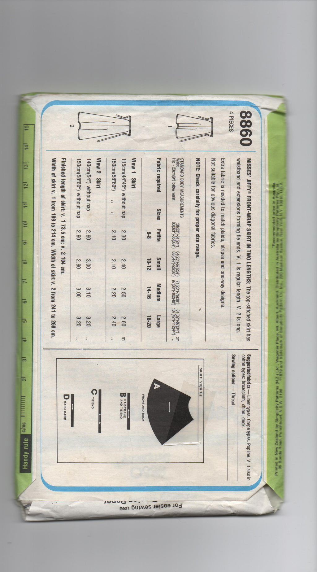 Simplicity 8860 vintage 1970s wrap skirt pattern