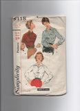 Simplicity s.118 vintage 1950s blouse pattern Bust 34 inches