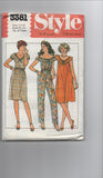 Style 3381 vintage 1970s teens dress and jumpsuit pattern Bust 31 1/2 inches