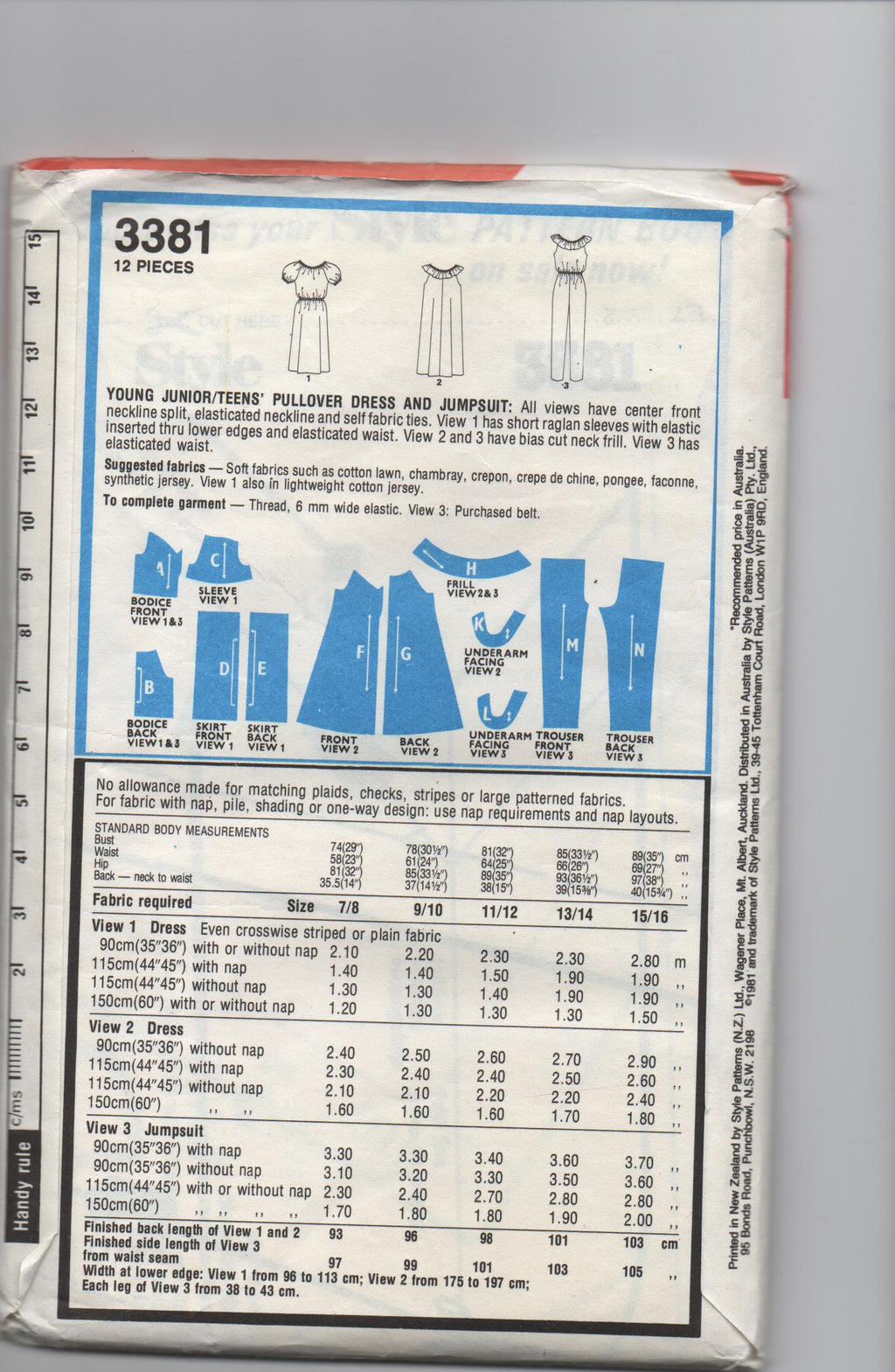 Style 3381 vintage 1970s teens dress and jumpsuit pattern Bust 31 1/2 inches