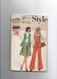 Style 4794 vintage 1970s sleeveless cardigan, skirt and trousers pattern Bust 38 inches
