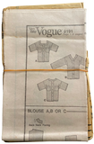 Vintage 1980s Vogue 9191 blouse pattern Bust 31.5,32.5, 34 inches. Wounded bargain.