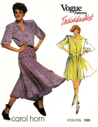 Vintage 1980s Vogue 1505 Individualist Carol Horn dress and jumpsuit pattern Bust 32.5 inches. Wounded bargain.