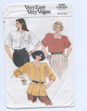 Vintage 1980s Vogue 9191 blouse pattern Bust 31.5,32.5, 34 inches. Wounded bargain.