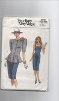 Vogue 9912 vintage 1980s dress and peplum jacket sewing pattern Bust 30 1/2, 31 1/2. 32 1/2 inches